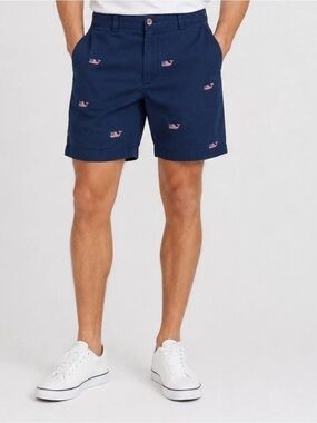 Vineyard Vines Men's Navy American Flag Embroidered Whale Chino Shorts Size 30